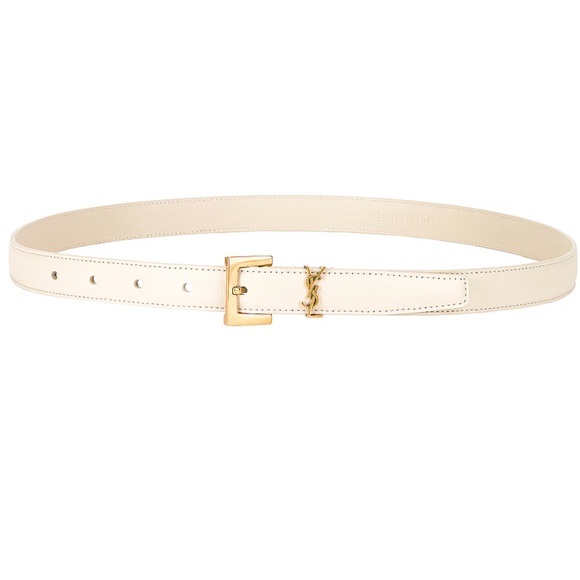 Saint Laurent Logo Leather Belt in Crema Soft - Picture 1 of 12